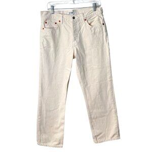 Re/Done Womens Easy Straight Crop Denim Jeans Cream Size 27